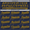 Custom Navy Gold Bomber Full-Snap Varsity Letterman Jacket