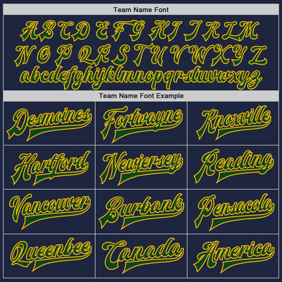 Custom Navy Green-Gold Bomber Full-Snap Varsity Letterman Jacket