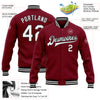 Custom Crimson White-Black Bomber Full-Snap Varsity Letterman Jacket