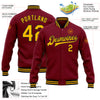 Custom Crimson Gold-Black Bomber Full-Snap Varsity Letterman Jacket