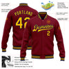 Custom Crimson Gold-Navy Bomber Full-Snap Varsity Letterman Jacket