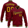 Custom Crimson Gold-Navy Bomber Full-Snap Varsity Letterman Jacket