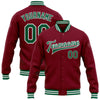 Custom Crimson Kelly Green-White Bomber Full-Snap Varsity Letterman Jacket