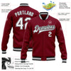 Custom Crimson White Black-Gray Bomber Full-Snap Varsity Letterman Jacket