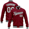 Custom Crimson White Black-Gray Bomber Full-Snap Varsity Letterman Jacket