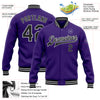 Custom Purple Black-Gray Bomber Full-Snap Varsity Letterman Jacket