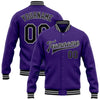 Custom Purple Black-Gray Bomber Full-Snap Varsity Letterman Jacket