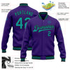 Custom Purple Teal-Black Bomber Full-Snap Varsity Letterman Jacket