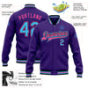 Custom Purple Sky Blue Black-Pink Bomber Full-Snap Varsity Letterman Jacket