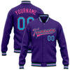 Custom Purple Sky Blue Black-Pink Bomber Full-Snap Varsity Letterman Jacket