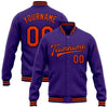 Custom Purple Orange-Navy Bomber Full-Snap Varsity Letterman Jacket