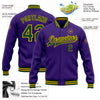 Custom Purple Green-Gold Bomber Full-Snap Varsity Letterman Jacket