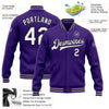 Custom Purple White-Black Bomber Full-Snap Varsity Letterman Jacket