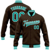 Custom Brown Aqua-White Bomber Full-Snap Varsity Letterman Jacket