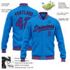 Custom Powder Blue Purple-Black Bomber Full-Snap Varsity Letterman Jacket