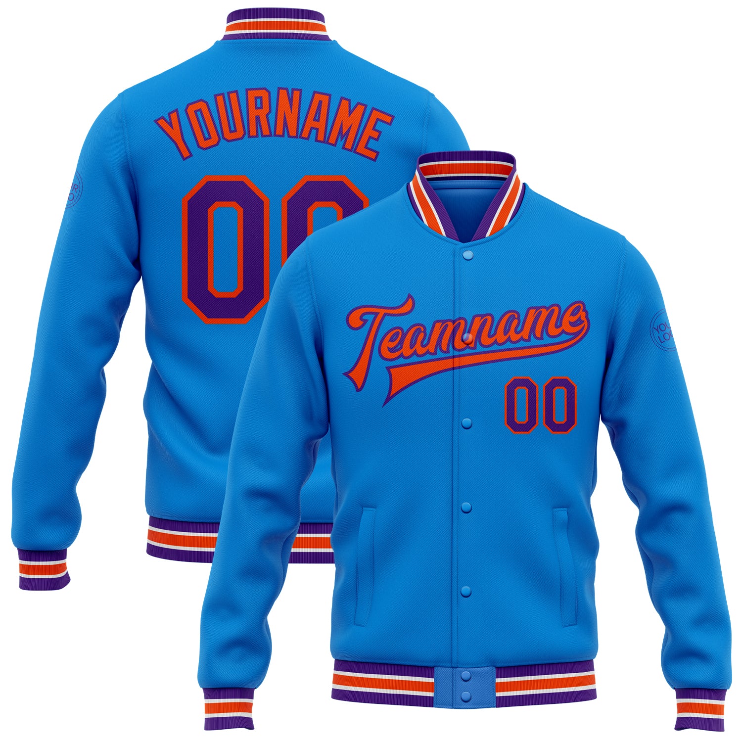 Orange and best sale blue letterman jacket