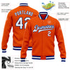 Custom Orange White-Royal Bomber Full-Snap Varsity Letterman Jacket