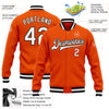 Custom Orange White-Black Bomber Full-Snap Varsity Letterman Jacket