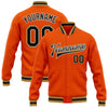 Custom Orange Black-Old Gold Bomber Full-Snap Varsity Letterman Jacket