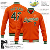 Custom Orange Green-Cream Bomber Full-Snap Varsity Letterman Jacket