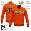 Custom Orange Black Cream-Old Gold Bomber Full-Snap Varsity Letterman Jacket