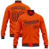 Custom Orange Navy Bomber Full-Snap Varsity Letterman Jacket