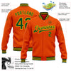 Custom Orange Green-Gold Bomber Full-Snap Varsity Letterman Jacket