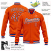 Custom Orange White-Royal Bomber Full-Snap Varsity Letterman Jacket