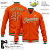 Custom Orange White-Kelly Green Bomber Full-Snap Varsity Letterman Jacket