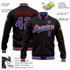 Custom Black Red Pinstripe Royal-White Bomber Full-Snap Varsity Letterman Jacket