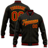 Custom Black Gold Pinstripe Red Bomber Full-Snap Varsity Letterman Jacket