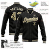 Custom Black Cream Pinstripe Camo Bomber Full-Snap Varsity Letterman Jacket