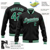 Custom Black White Pinstripe Kelly Green Bomber Full-Snap Varsity Letterman Jacket