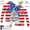 Custom White US Navy Blue Red-Royal American Flag Fashion United States Congress Building 3D Pattern Design Bomber Full-Snap Varsity Letterman Jacket