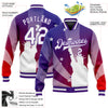 Custom Purple White-Red Statue of Liberty 3D Pattern Design Bomber Full-Snap Varsity Letterman Jacket