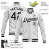 Custom White Black Pinstripe Gray Bomber Full-Snap Varsity Letterman Jacket