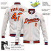 Custom White Orange Pinstripe Navy Bomber Full-Snap Varsity Letterman Jacket