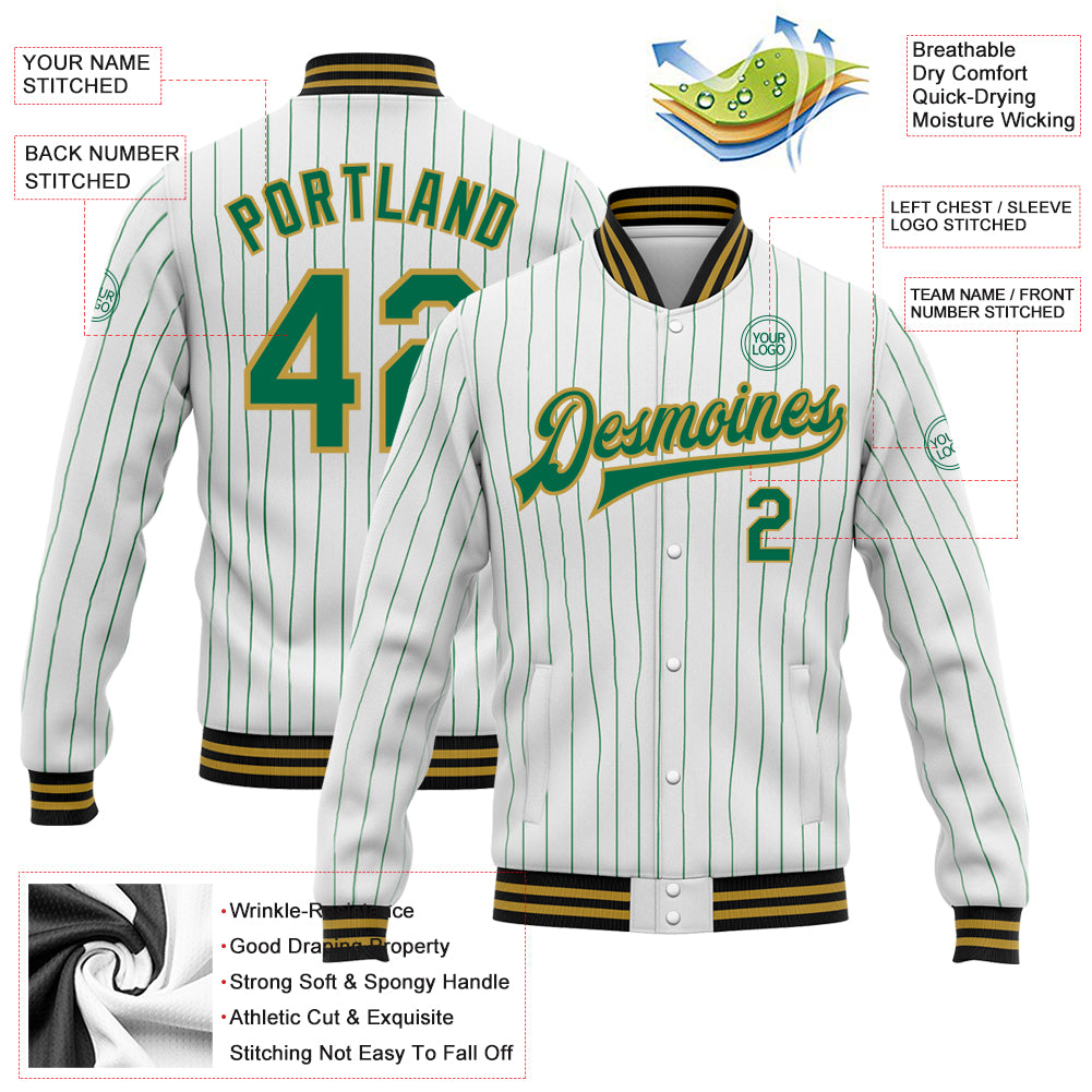 OAKLAND ATHLETICS RETRO CLASSIC RIB WOOL VARSITY JACKET (KELLY GREEN)