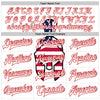 Custom White Red-Black Spartan Logo With USA Flag 3D Pattern Design Bomber Full-Snap Varsity Letterman Two Tone Jacket