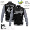 Custom Black Gray Bomber Full-Snap Varsity Letterman Two Tone Jacket