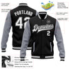 Custom Black White-Gray Bomber Full-Snap Varsity Letterman Two Tone Jacket