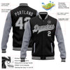 Custom Black Gray Bomber Full-Snap Varsity Letterman Two Tone Jacket