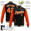 Custom Black Orange-Cream Bomber Full-Snap Varsity Letterman Two Tone Jacket