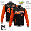 Custom Black Orange-White Bomber Full-Snap Varsity Letterman Two Tone Jacket