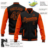 Custom Black Orange Bomber Full-Snap Varsity Letterman Two Tone Jacket