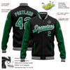 Custom Black Kelly Green-White Bomber Full-Snap Varsity Letterman Two Tone Jacket