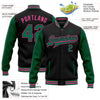 Custom Black Kelly Green-Pink Bomber Full-Snap Varsity Letterman Two Tone Jacket