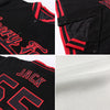 Custom White Black-Red Bomber Full-Snap Varsity Letterman Two Tone Jacket