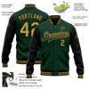 Custom Green Old Gold-Black Bomber Full-Snap Varsity Letterman Two Tone Jacket