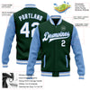 Custom Green White-Light Blue Bomber Full-Snap Varsity Letterman Two Tone Jacket